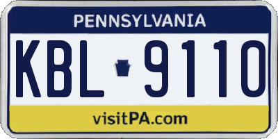 PA license plate KBL9110