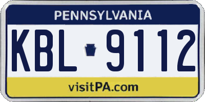 PA license plate KBL9112