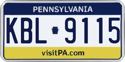 PA license plate KBL9115