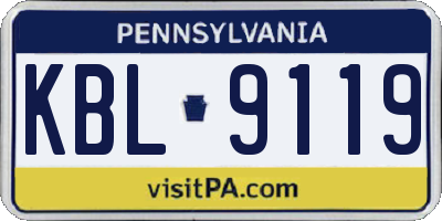 PA license plate KBL9119