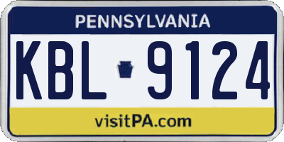 PA license plate KBL9124