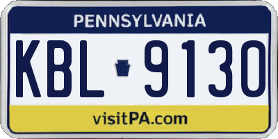 PA license plate KBL9130