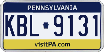 PA license plate KBL9131
