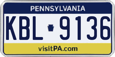 PA license plate KBL9136