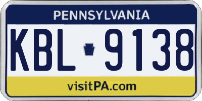 PA license plate KBL9138