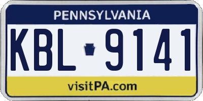 PA license plate KBL9141