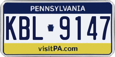 PA license plate KBL9147