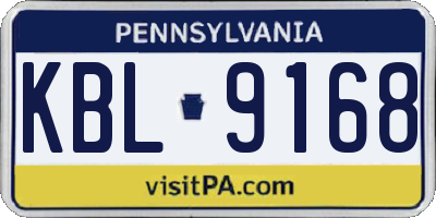 PA license plate KBL9168