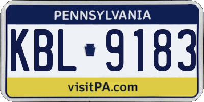 PA license plate KBL9183