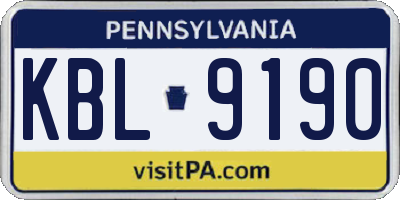 PA license plate KBL9190