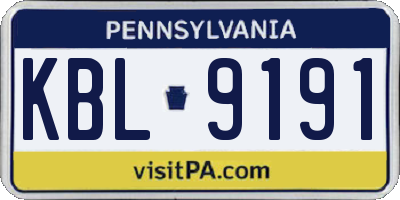 PA license plate KBL9191
