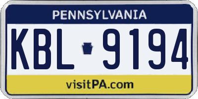 PA license plate KBL9194