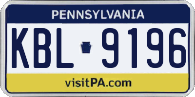 PA license plate KBL9196
