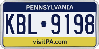 PA license plate KBL9198