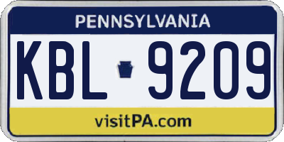 PA license plate KBL9209