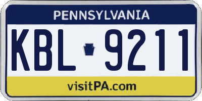 PA license plate KBL9211