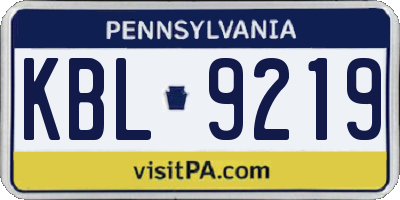 PA license plate KBL9219