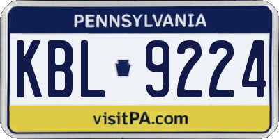 PA license plate KBL9224