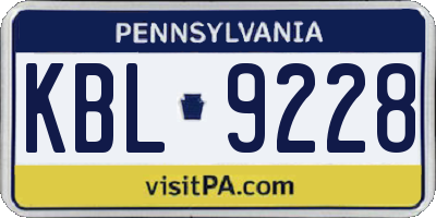 PA license plate KBL9228