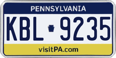 PA license plate KBL9235