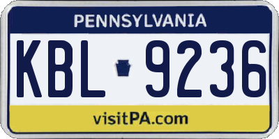 PA license plate KBL9236
