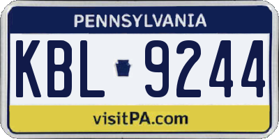 PA license plate KBL9244