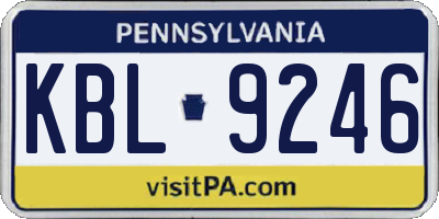 PA license plate KBL9246