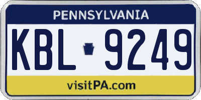PA license plate KBL9249