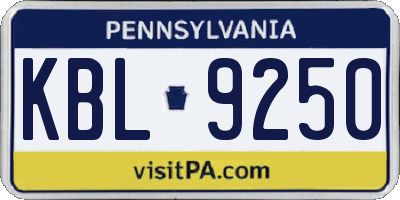 PA license plate KBL9250