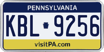 PA license plate KBL9256