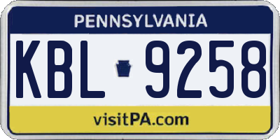 PA license plate KBL9258