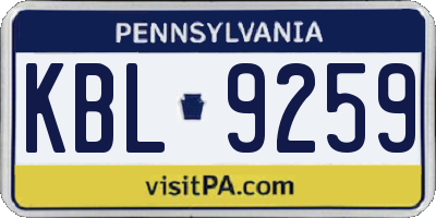 PA license plate KBL9259