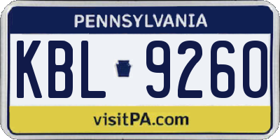 PA license plate KBL9260