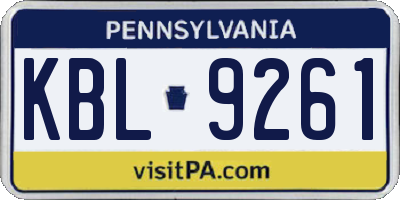 PA license plate KBL9261