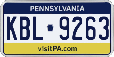 PA license plate KBL9263