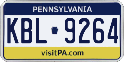 PA license plate KBL9264
