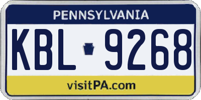 PA license plate KBL9268