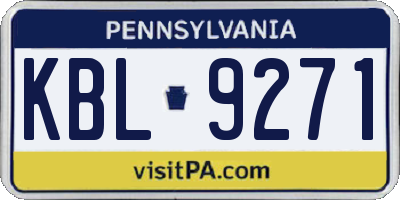 PA license plate KBL9271