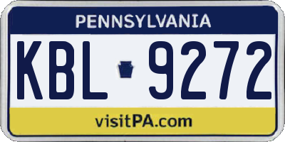 PA license plate KBL9272