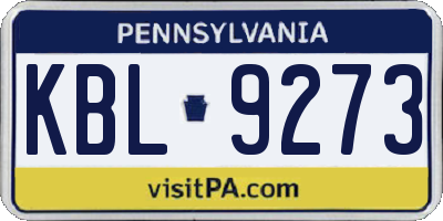 PA license plate KBL9273