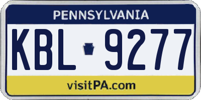 PA license plate KBL9277