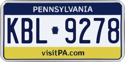 PA license plate KBL9278