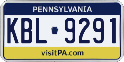 PA license plate KBL9291