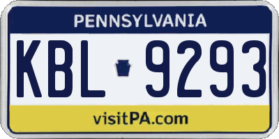 PA license plate KBL9293