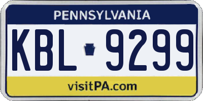 PA license plate KBL9299
