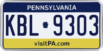 PA license plate KBL9303