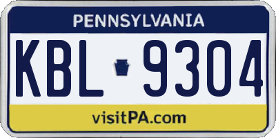PA license plate KBL9304