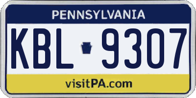 PA license plate KBL9307