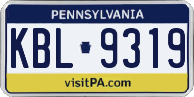 PA license plate KBL9319