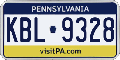 PA license plate KBL9328